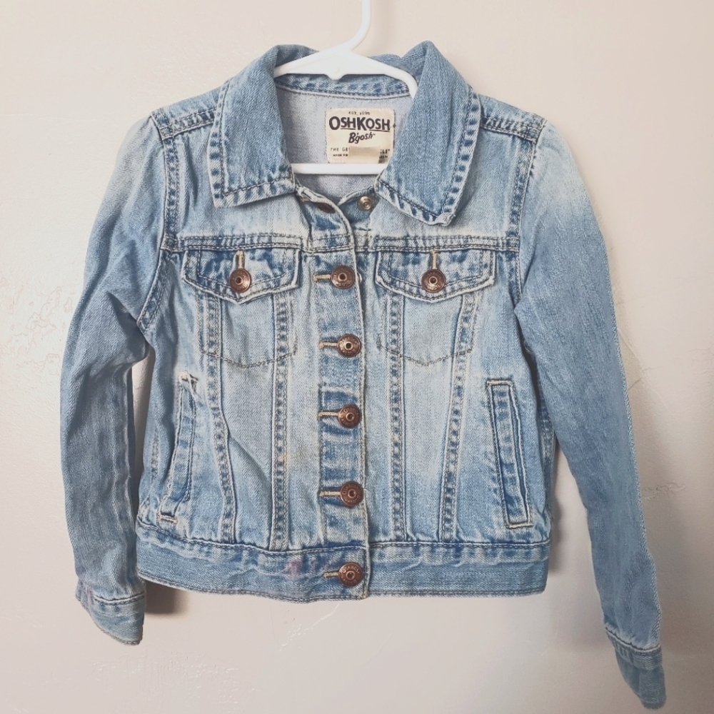 OshKosh Little Girl 4/5 Light Wash Denim Jean Jacket Snap Button